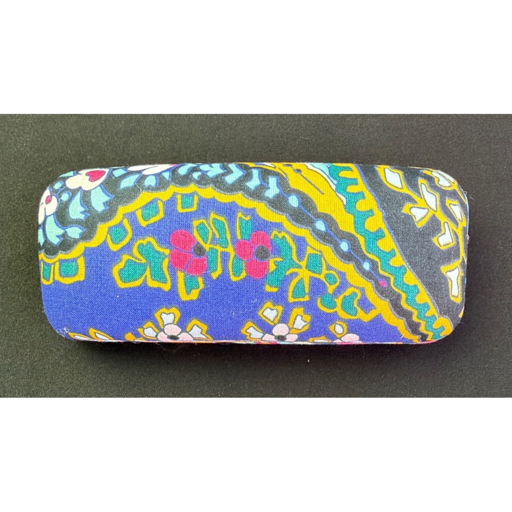 Vera Bradley Hard Eyeglass Case Blue Paisley Floral Clamshell Glasses Protector
